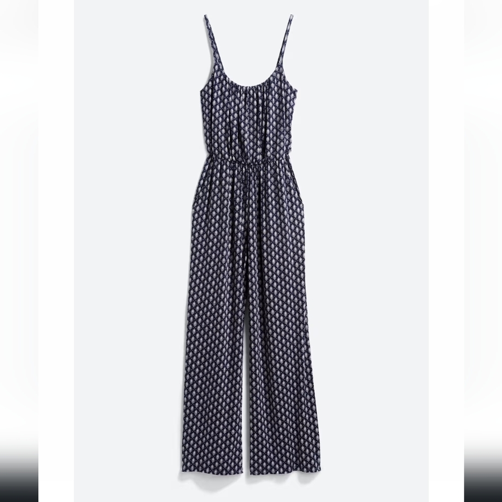 Navy Patterned Jumpsuit